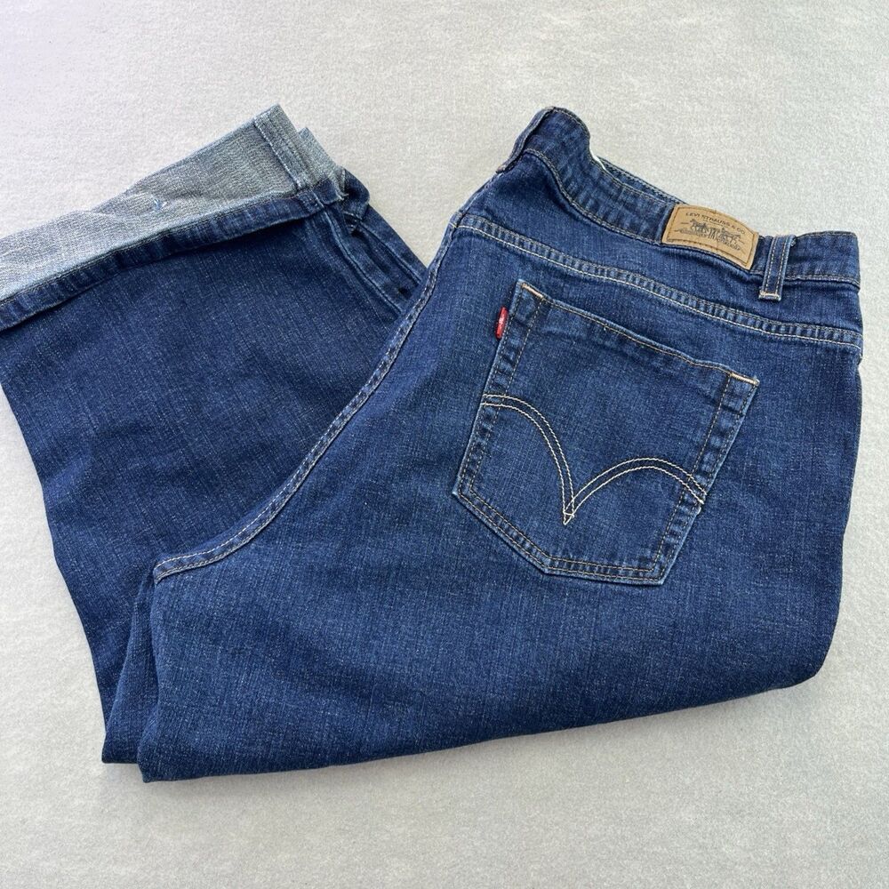 Levis 515 Women's Plus Size 22 Capri Jeans Blue Cotton Blend Zip Solid Cuffed